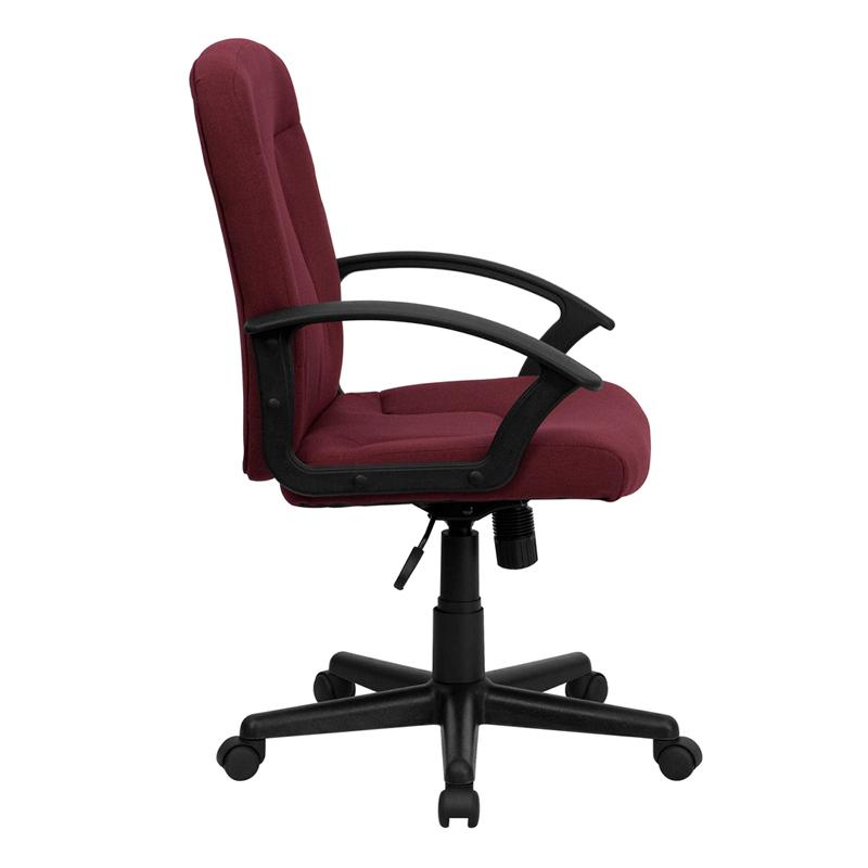 Mid-Back Burgundy Fabric Executive Swivel Office Chair With Nylon Arms By Flash Furniture | Office Chairs | Modishstore - 2