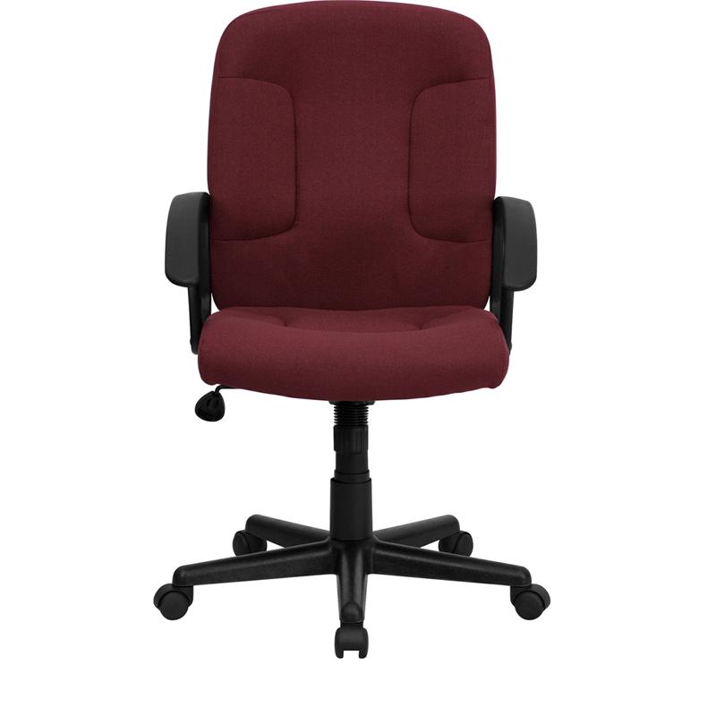 Mid-Back Burgundy Fabric Executive Swivel Office Chair With Nylon Arms By Flash Furniture | Office Chairs | Modishstore - 4