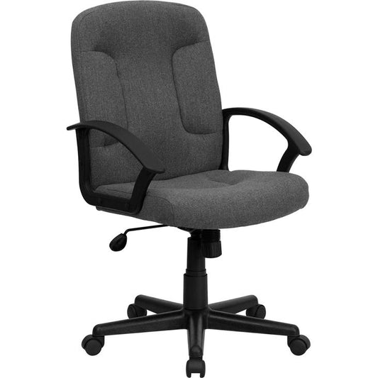 Mid-Back Gray Fabric Executive Swivel Office Chair With Nylon Arms By Flash Furniture | Office Chairs | Modishstore