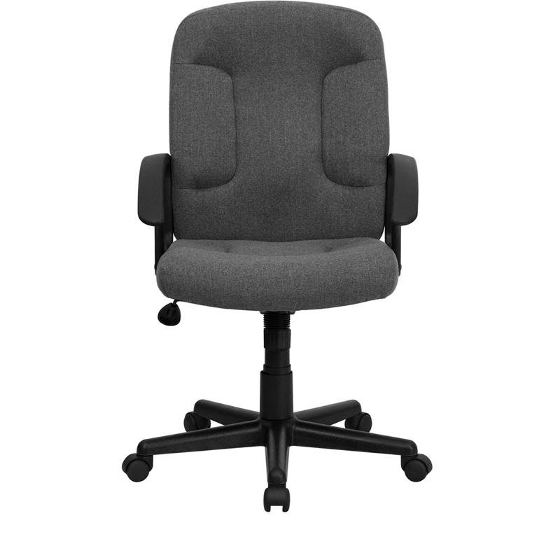 Mid-Back Gray Fabric Executive Swivel Office Chair With Nylon Arms By Flash Furniture | Office Chairs | Modishstore - 4