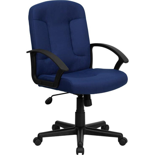 Mid-Back Navy Fabric Executive Swivel Office Chair With Nylon Arms By Flash Furniture | Office Chairs | Modishstore