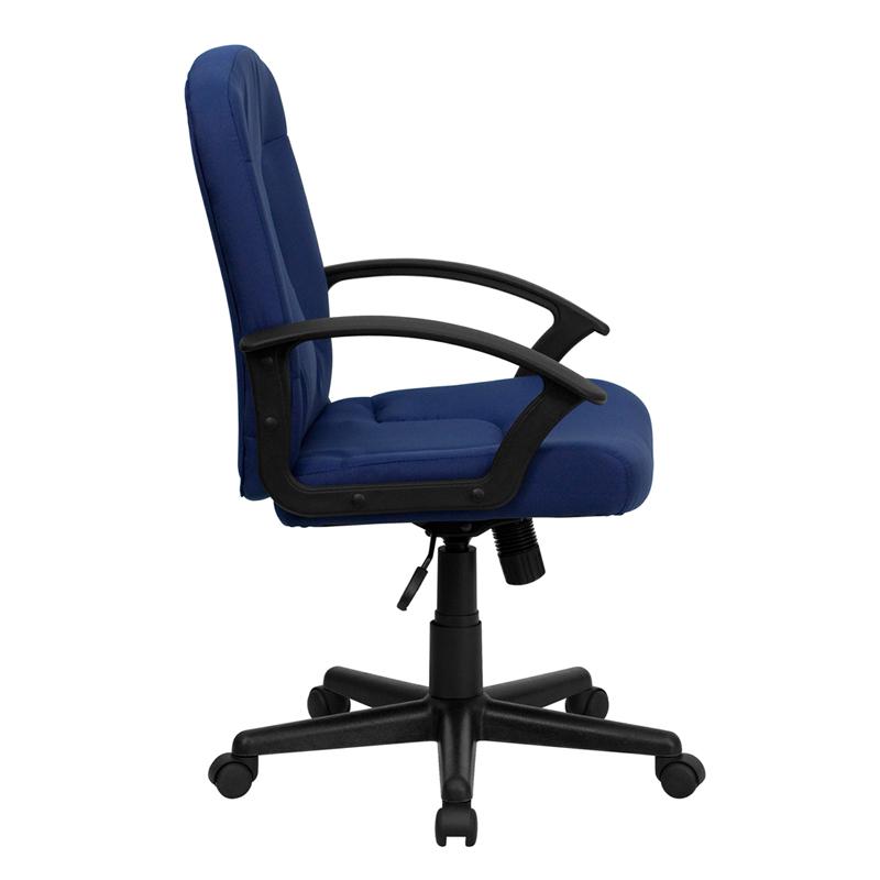 Mid-Back Navy Fabric Executive Swivel Office Chair With Nylon Arms By Flash Furniture | Office Chairs | Modishstore - 2
