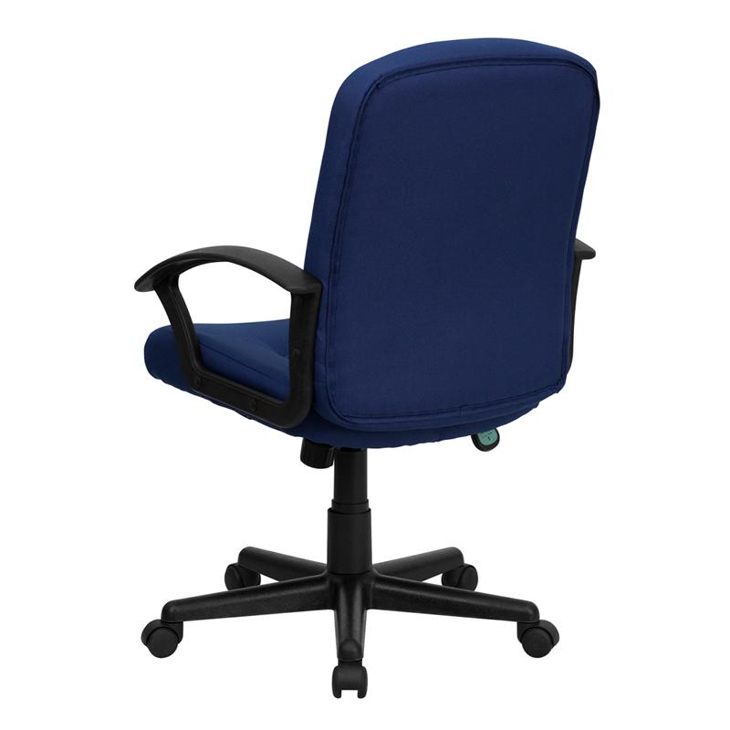 Mid-Back Navy Fabric Executive Swivel Office Chair With Nylon Arms By Flash Furniture | Office Chairs | Modishstore - 3