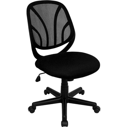 Y-Go Office Chair™ Mid-Back Black Mesh Swivel Task Office Chair By Flash Furniture | Office Chairs | Modishstore