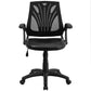 Mid-Back Designer Black Mesh Swivel Task Office Chair With Leathersoft Seat And Open Arms By Flash Furniture | Office Chairs | Modishstore - 4