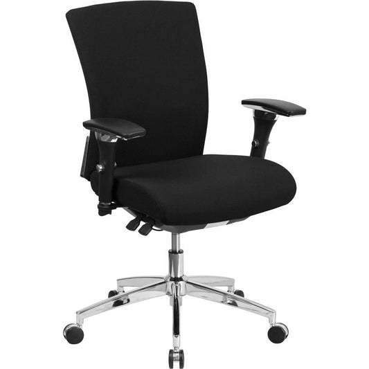 Hercules Series 24/7 Intensive Use 300 Lb. Rated Black Fabric Multifunction Ergonomic Office Chair With Seat Slider By Flash Furniture | Office Chairs | Modishstore - 1