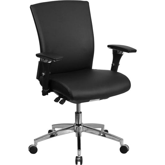 Hercules Series 24/7 Intensive Use 300 Lb. Rated Black- Leathersoft Multifunction Ergonomic Office Chair With Seat Slider By Flash Furniture | Office Chairs | Modishstore - 1