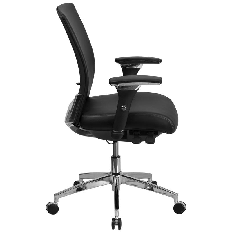 Hercules Series 24/7 Intensive Use 300 Lb. Rated Black- Leathersoft Multifunction Ergonomic Office Chair With Seat Slider By Flash Furniture | Office Chairs | Modishstore - 2