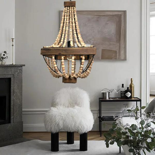 Nona Farmhhouse Wooden Beaded Chandelier Pendant Light By Ele Light & Decor | Pendant Lamps |  Modishstore 