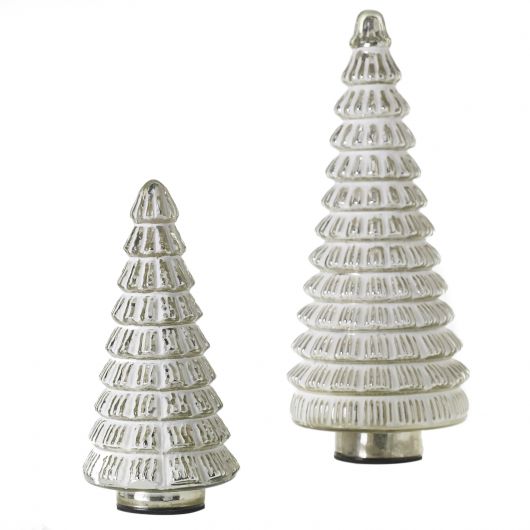 Good Cheer Christmas Tree- White Glass-Set Of 2 By Accent Decor | Tabletop Trees | Modishstore - 1