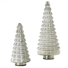 Good Cheer Christmas Tree- White Glass-Set Of 2 By Accent Decor