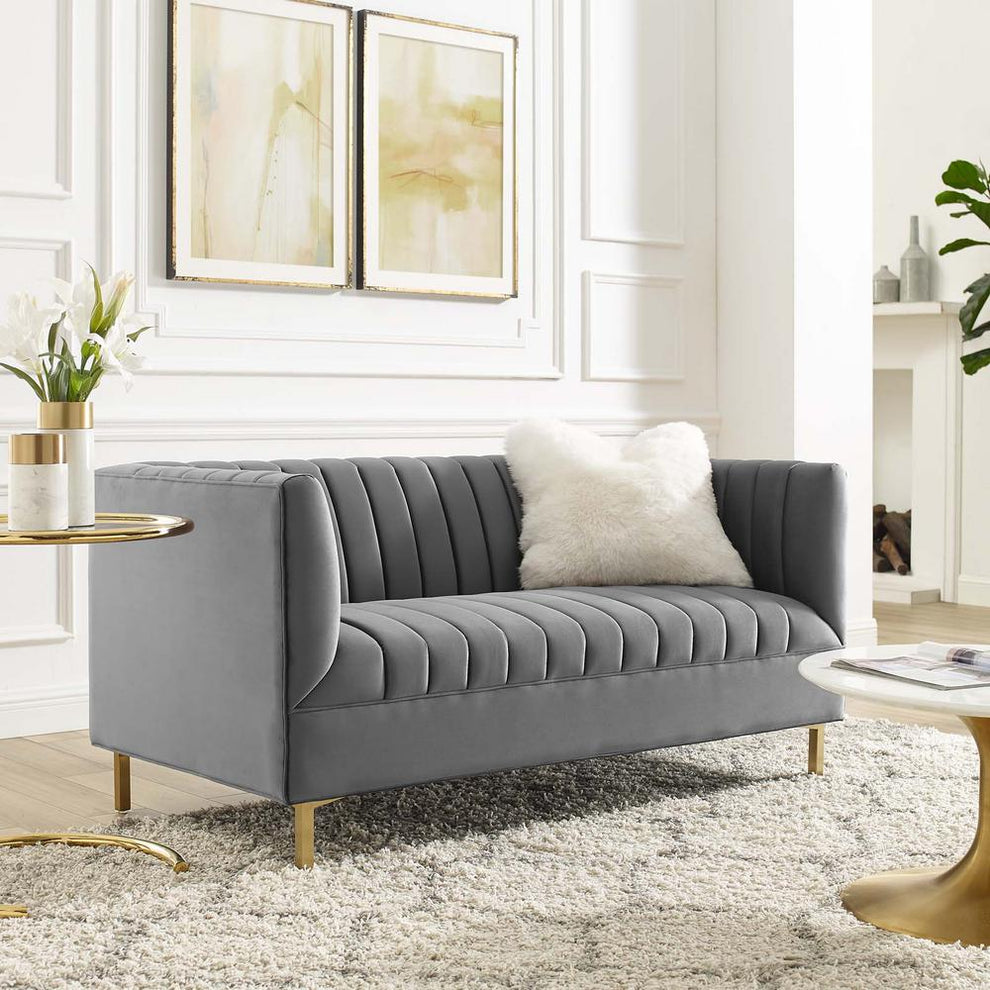 Modway Shift Channel Tufted Performance Velvet Loveseat - EEI-4131 | Loveseats | Modishstore - 8