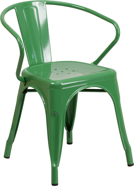 Flash Furniture Metal Indoor-Outdoor Chair With Arms | Outdoor Chairs | Modishstore - 6
