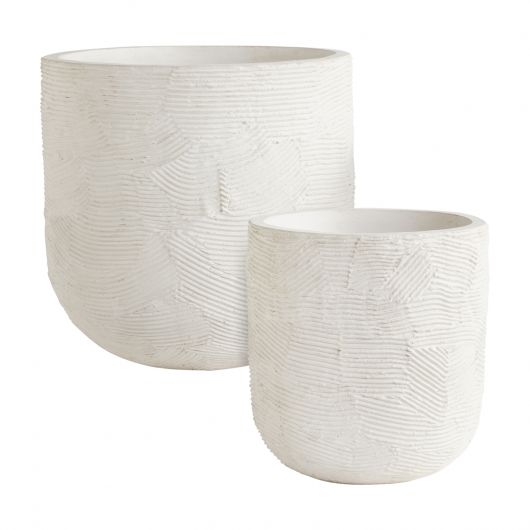 Greta White Concrete Textured Pot By Accent Decor | Planters, Troughs & Cachepots | Modishstore - 3