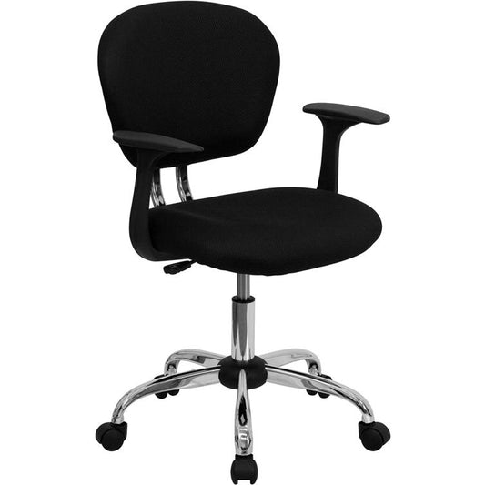 Mid-Back Black Mesh Padded Swivel Task Office Chair With Chrome Base And Arms By Flash Furniture | Office Chairs | Modishstore