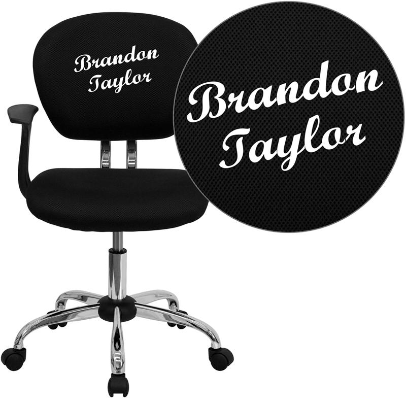 Personalized Mid-Back Black Mesh Swivel Task Office Chair With Chrome Base And Arms By Flash Furniture | Office Chairs | Modishstore - 1