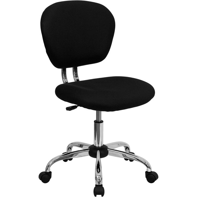Mid-Back Black Mesh Padded Swivel Task Office Chair With Chrome Base By Flash Furniture | Office Chairs | Modishstore