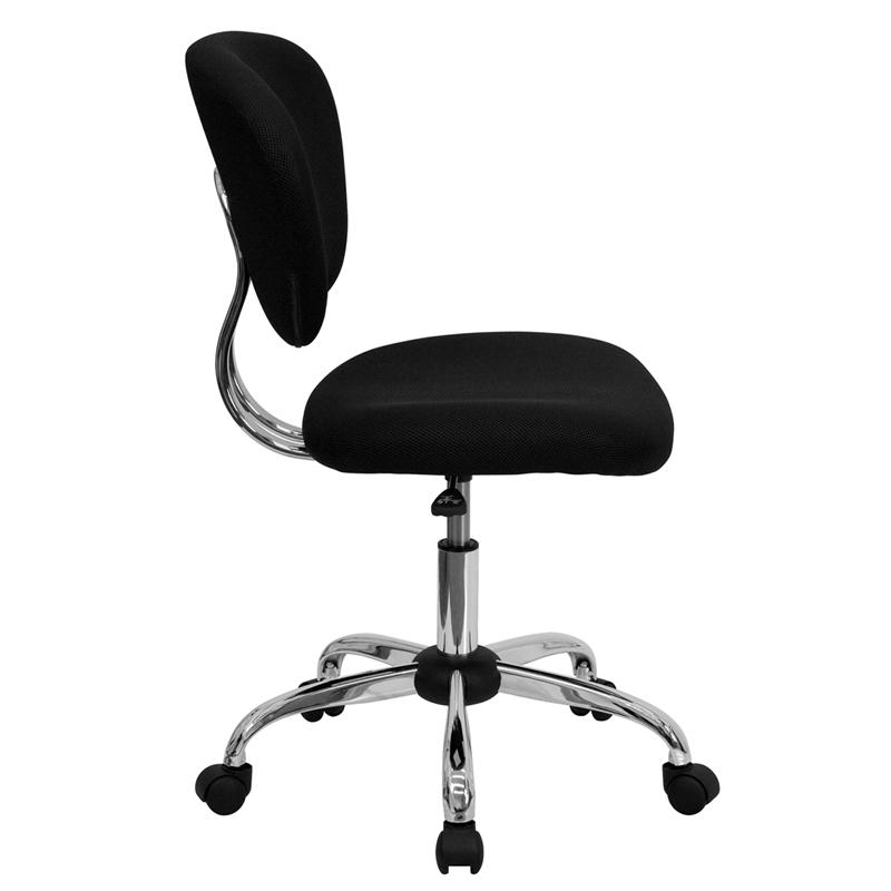 Mid-Back Black Mesh Padded Swivel Task Office Chair With Chrome Base By Flash Furniture | Office Chairs | Modishstore - 2