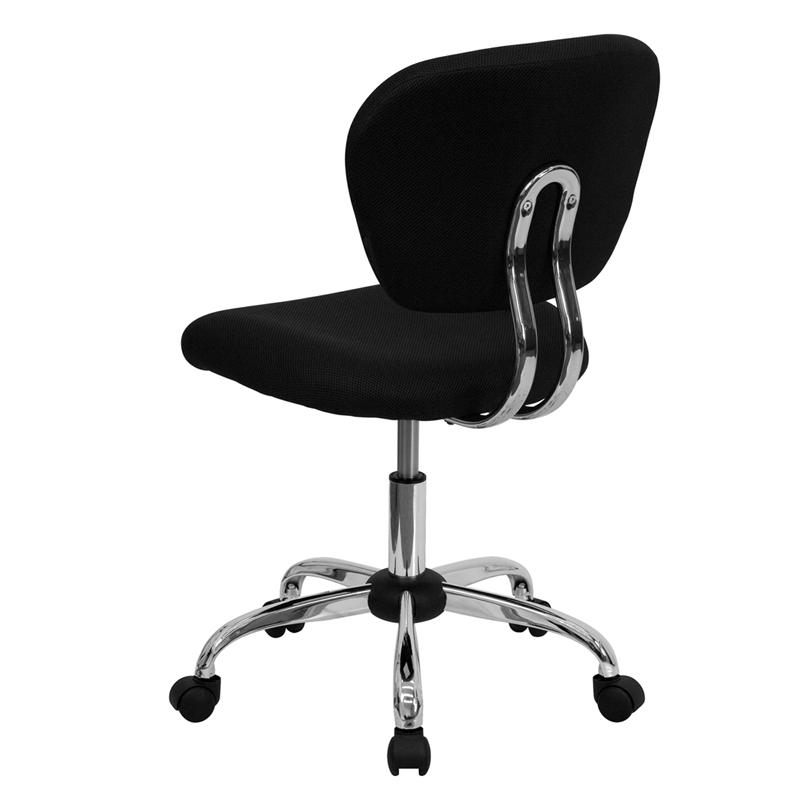 Mid-Back Black Mesh Padded Swivel Task Office Chair With Chrome Base By Flash Furniture | Office Chairs | Modishstore - 3