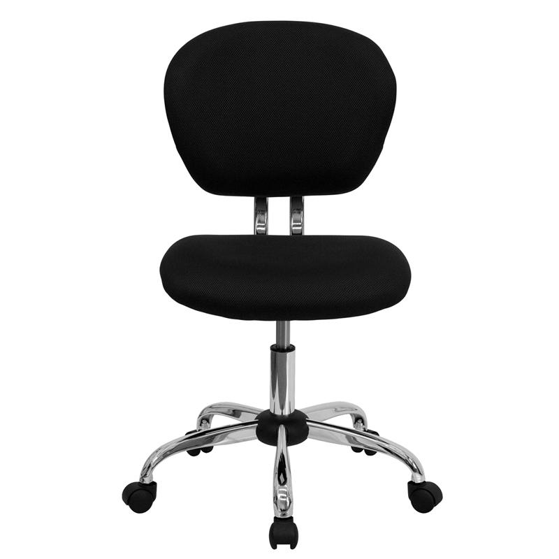 Mid-Back Black Mesh Padded Swivel Task Office Chair With Chrome Base By Flash Furniture | Office Chairs | Modishstore - 4