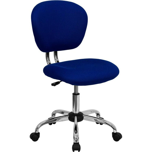 Mid-Back Blue Mesh Padded Swivel Task Office Chair With Chrome Base By Flash Furniture | Office Chairs | Modishstore