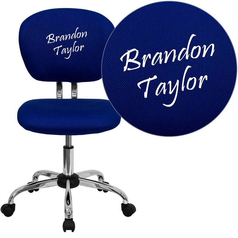 Personalized Mid-Back Blue Mesh Swivel Task Office Chair With Chrome Base By Flash Furniture | Office Chairs | Modishstore - 1