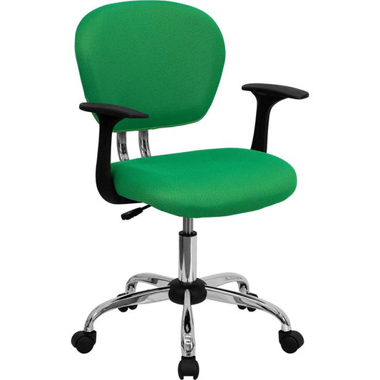 Mid-Back Bright Green Mesh Padded Swivel Task Office Chair With Chrome Base And Arms By Flash Furniture | Office Chairs | Modishstore