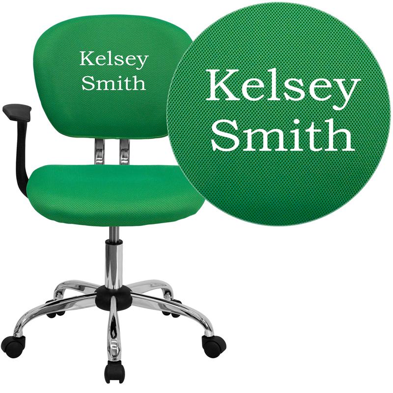 Personalized Mid-Back Bright Green Mesh Swivel Task Office Chair With Chrome Base And Arms By Flash Furniture | Office Chairs | Modishstore - 1