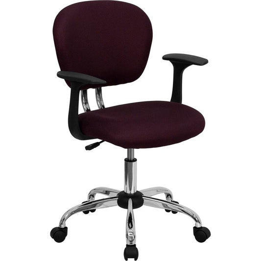 Mid-Back Burgundy Mesh Padded Swivel Task Office Chair With Chrome Base And Arms By Flash Furniture | Office Chairs | Modishstore