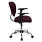 Mid-Back Burgundy Mesh Padded Swivel Task Office Chair With Chrome Base And Arms By Flash Furniture | Office Chairs | Modishstore - 2