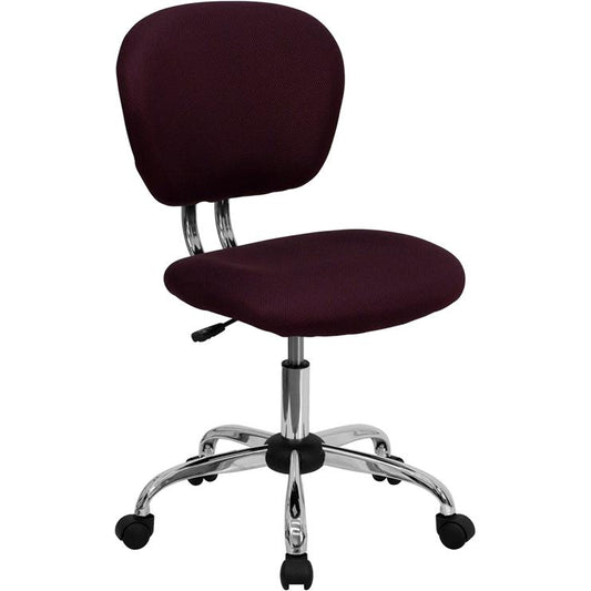 Mid-Back Burgundy Mesh Padded Swivel Task Office Chair With Chrome Base By Flash Furniture | Office Chairs | Modishstore