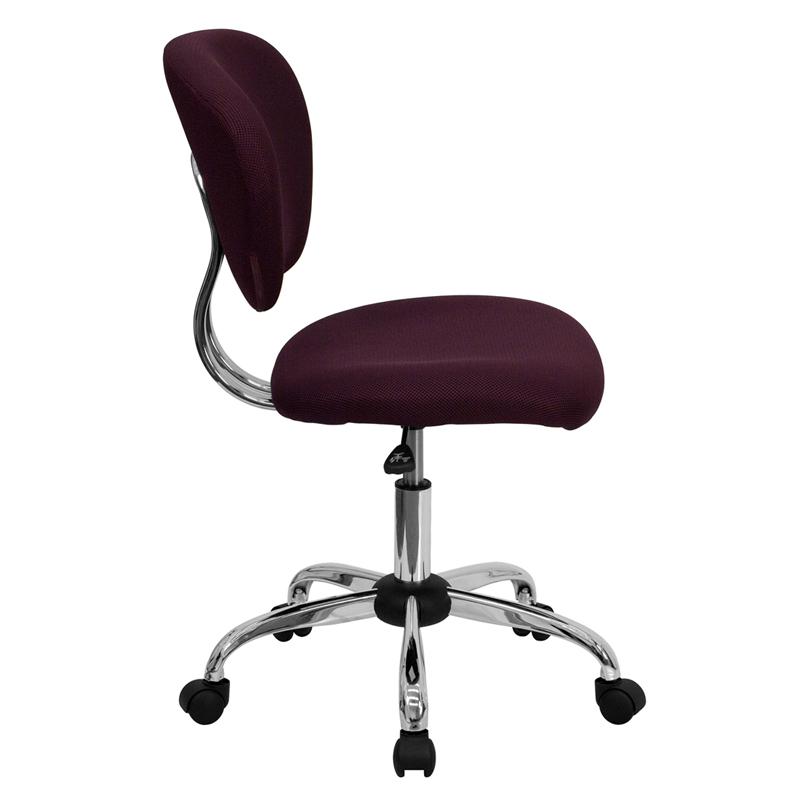 Mid-Back Burgundy Mesh Padded Swivel Task Office Chair With Chrome Base By Flash Furniture | Office Chairs | Modishstore - 2