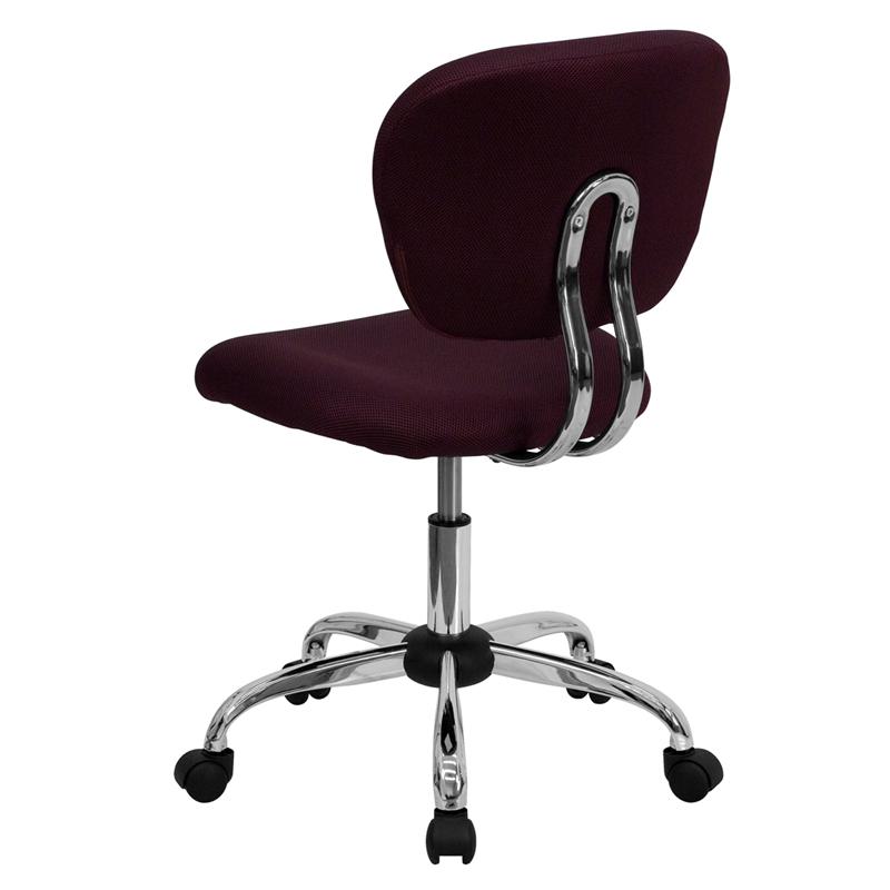 Mid-Back Burgundy Mesh Padded Swivel Task Office Chair With Chrome Base By Flash Furniture | Office Chairs | Modishstore - 3