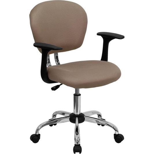 Mid-Back Coffee Brown Mesh Padded Swivel Task Office Chair With Chrome Base And Arms By Flash Furniture | Office Chairs | Modishstore