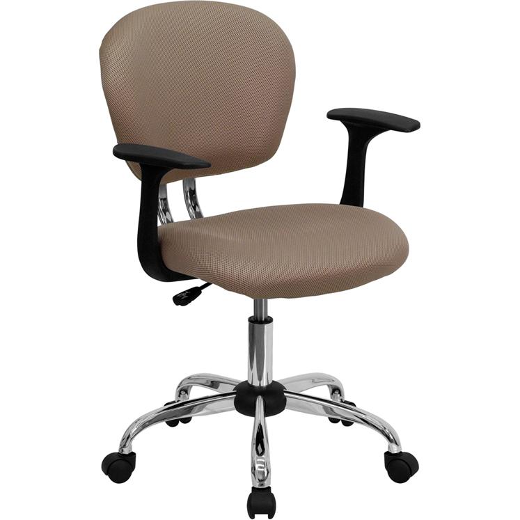Mid-Back Coffee Brown Mesh Padded Swivel Task Office Chair With Chrome Base And Arms By Flash Furniture | Office Chairs | Modishstore - 1