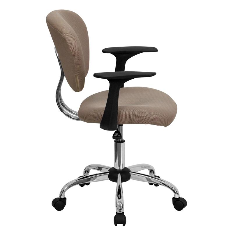 Mid-Back Coffee Brown Mesh Padded Swivel Task Office Chair With Chrome Base And Arms By Flash Furniture | Office Chairs | Modishstore - 2