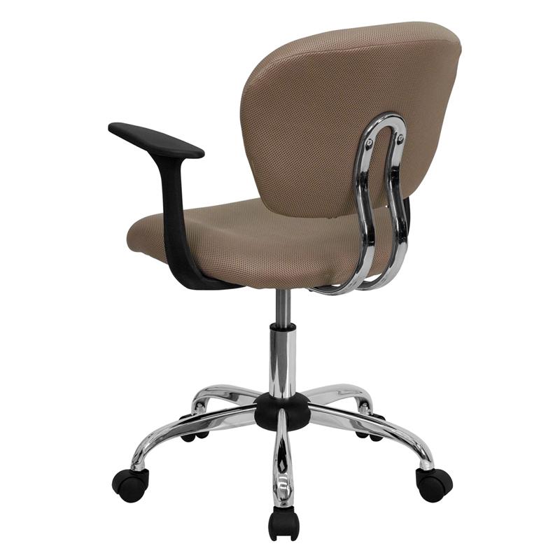 Mid-Back Coffee Brown Mesh Padded Swivel Task Office Chair With Chrome Base And Arms By Flash Furniture | Office Chairs | Modishstore - 3