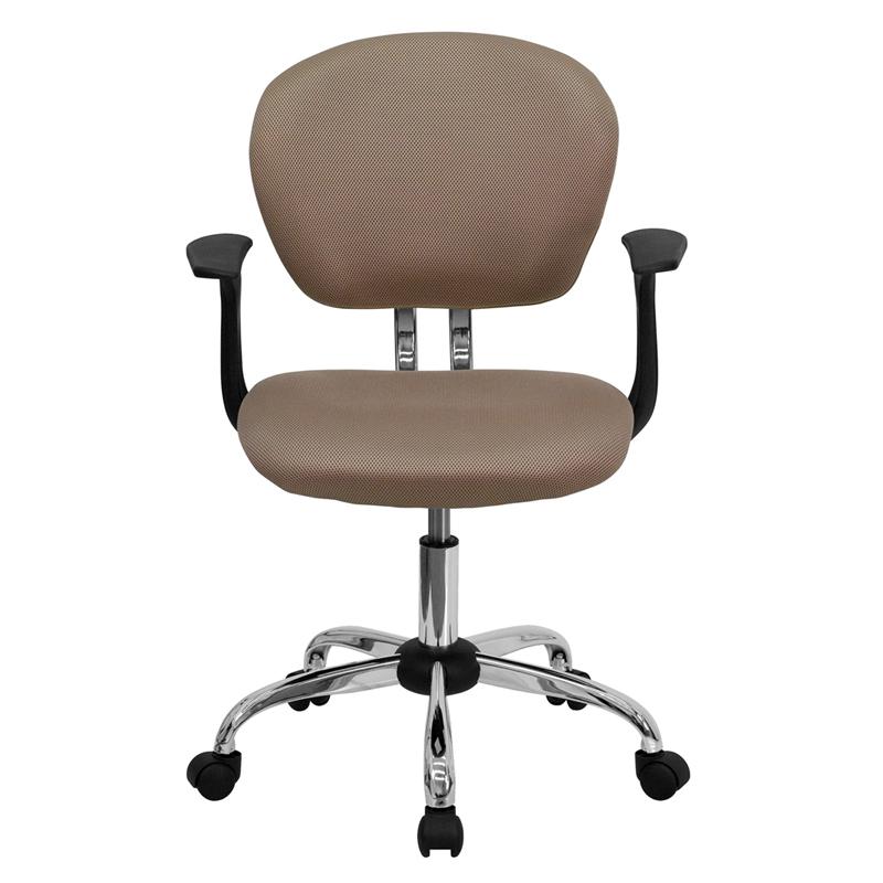 Mid-Back Coffee Brown Mesh Padded Swivel Task Office Chair With Chrome Base And Arms By Flash Furniture | Office Chairs | Modishstore - 4