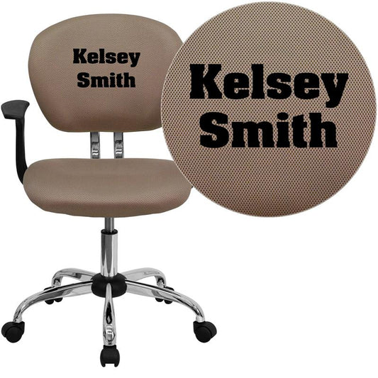 Personalized Mid-Back Coffee Brown Mesh Swivel Task Office Chair With Chrome Base And Arms By Flash Furniture | Office Chairs | Modishstore