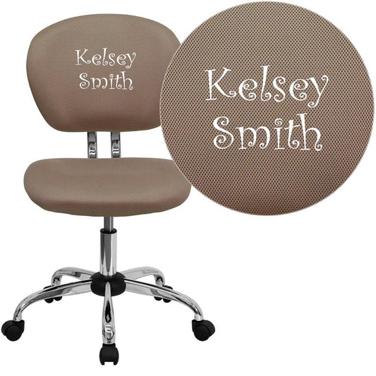 Personalized Mid-Back Coffee Brown Mesh Swivel Task Office Chair With Chrome Base By Flash Furniture | Office Chairs | Modishstore