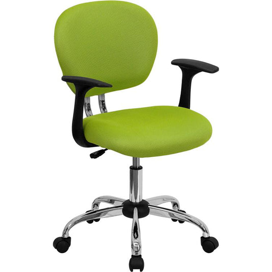 Mid-Back Apple Green Mesh Padded Swivel Task Office Chair With Chrome Base And Arms By Flash Furniture | Office Chairs | Modishstore