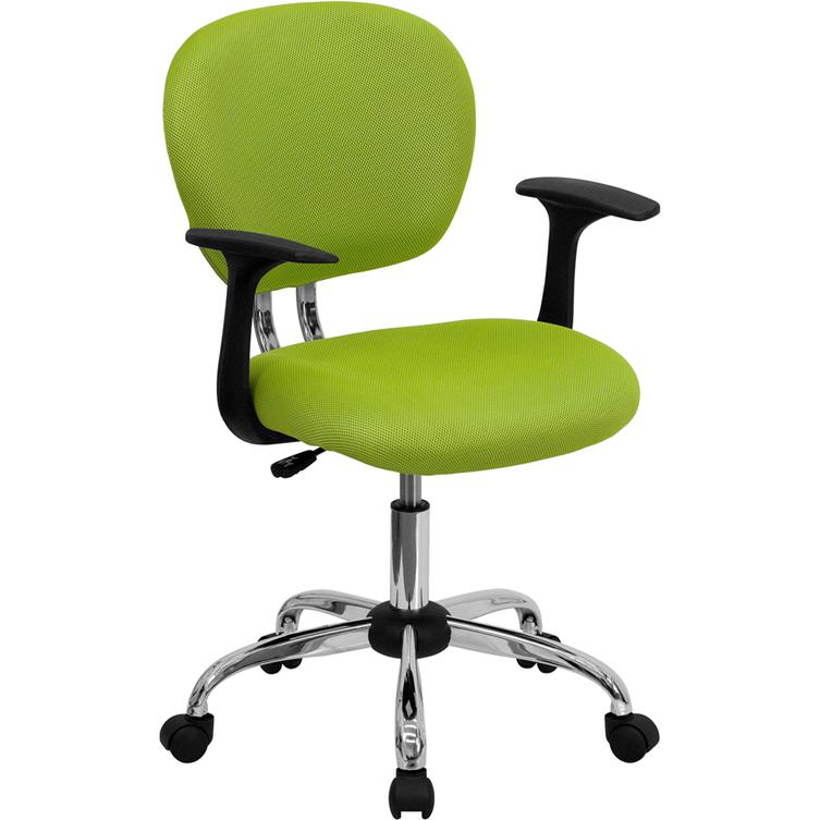 Mid-Back Apple Green Mesh Padded Swivel Task Office Chair With Chrome Base And Arms By Flash Furniture | Office Chairs | Modishstore - 1