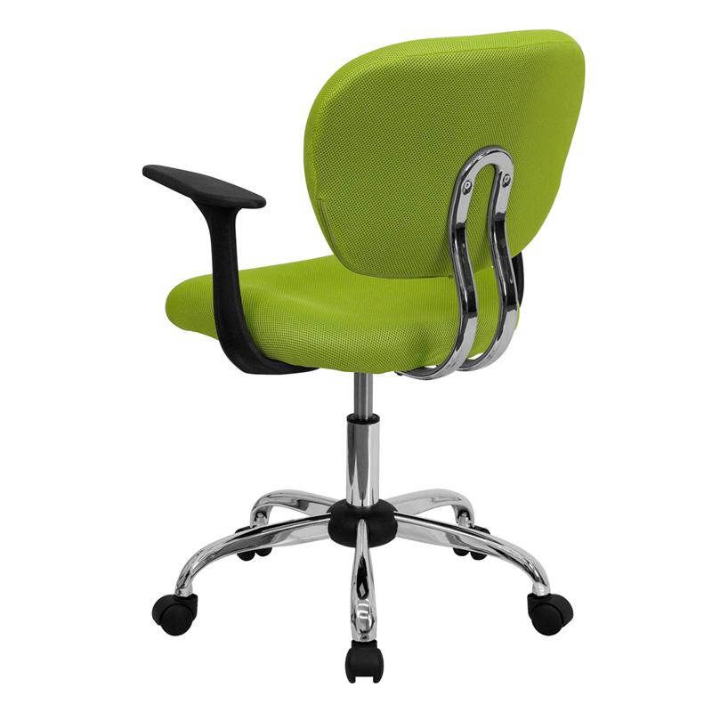 Mid-Back Apple Green Mesh Padded Swivel Task Office Chair With Chrome Base And Arms By Flash Furniture | Office Chairs | Modishstore - 3