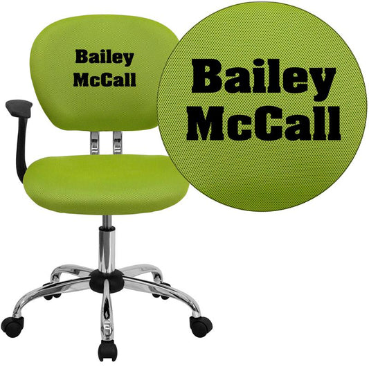 Personalized Mid-Back Apple Green Mesh Swivel Task Office Chair With Chrome Base And Arms By Flash Furniture | Office Chairs | Modishstore