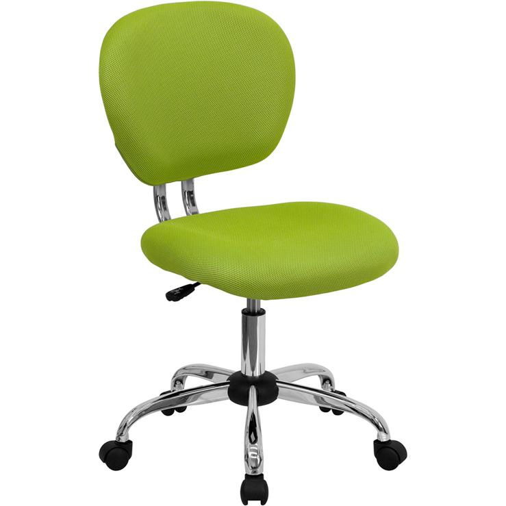Mid-Back Apple Green Mesh Padded Swivel Task Office Chair With Chrome Base By Flash Furniture | Office Chairs | Modishstore