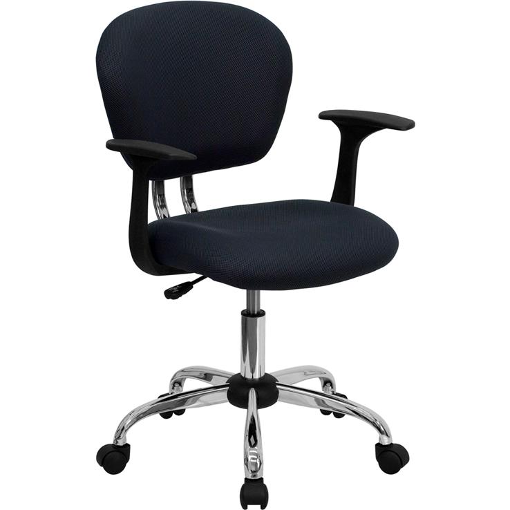 Mid-Back Gray Mesh Padded Swivel Task Office Chair With Chrome Base And Arms By Flash Furniture | Office Chairs | Modishstore - 1
