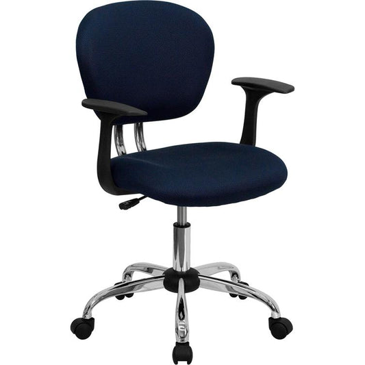 Mid-Back Navy Mesh Padded Swivel Task Office Chair With Chrome Base And Arms By Flash Furniture | Office Chairs | Modishstore