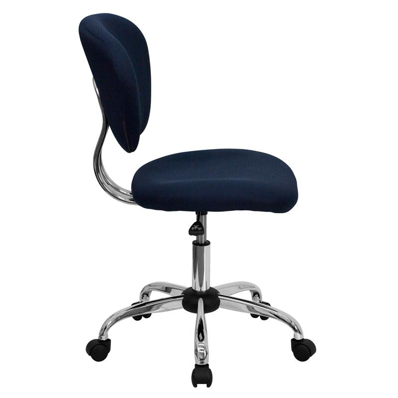 Mid-Back Navy Mesh Padded Swivel Task Office Chair With Chrome Base By Flash Furniture | Office Chairs | Modishstore - 2