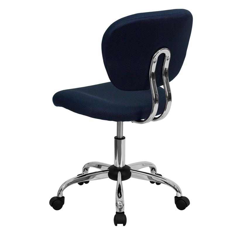 Mid-Back Navy Mesh Padded Swivel Task Office Chair With Chrome Base By Flash Furniture | Office Chairs | Modishstore - 3