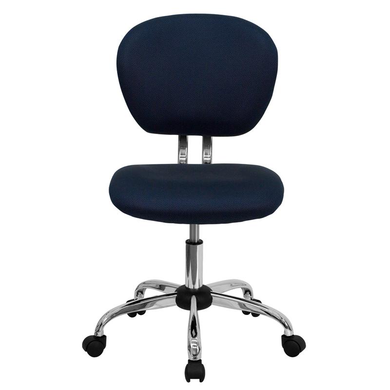 Mid-Back Navy Mesh Padded Swivel Task Office Chair With Chrome Base By Flash Furniture | Office Chairs | Modishstore - 4